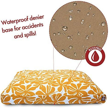 Majestic Pet Rectangular Dog Bed, X-Large, 50x42x5 in, Washable, Yellow