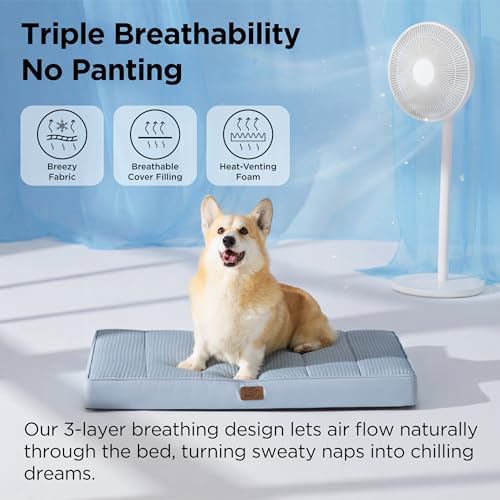 Bedsure Cooling Dog Bed for Crate, Large Breathable Pet Summer Bed, 35 Inch