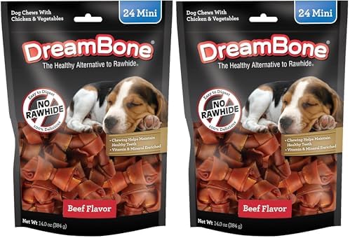 DreamBone Mini Chews, Made with Real Beef, Rawhide-Free Chews for Dogs, 24 Count (Pack of 2)