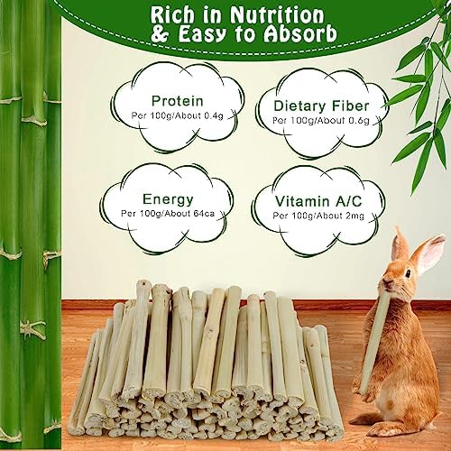 BWOGUE 1000g Bamboo Chews for Rabbits, Rabbit Chew Toys Sweet Bamboo Sticks