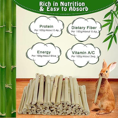 BWOGUE 1000g Bamboo Chews for Rabbits, Rabbit Chew Toys Sweet Bamboo Sticks