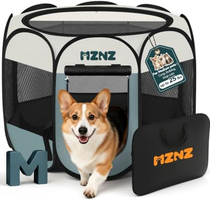 Dog Cat Playpen, Portable Puppy Pet Crate Indoors for Small/Medium Dogs Cats Rabbits, Foldable Dog Cage Enclosure for Outdoor, Pop Up Dogs Tent Kennel with Carrying Case, Grey