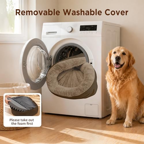 Waterproof Orthopedic Dog Bed for Large Dogs, Coffee