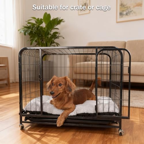 Dog Crate Pad 30 x 19 for Medium Size Dogs, Super Soft & Plushy Puppy Bed Non-Slip and Machine Washable, Comfort Fluffy Dog Kennel Pad Pet Sleeping Mats,Light Grey 30inch