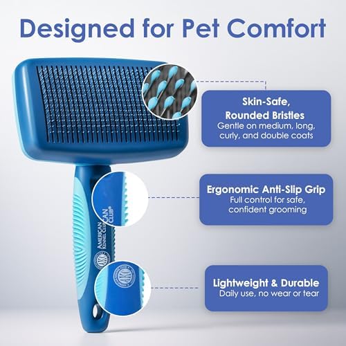 AKC Self-Cleaning Slicker Brush for Dogs & Cats, All Coat Types