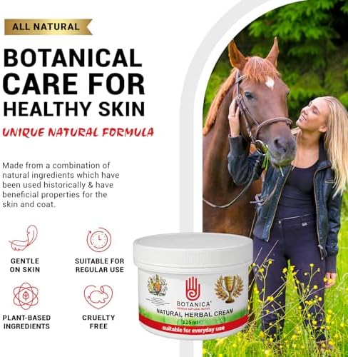 Botanica Herbal Cream | Horse Skin & Coat Cream | Equine Moisturizing Grooming Formula for Dry-Looking, Rough-Looking Areas | Aloe Vera, Tea Tree, Lavender & Comfrey | 125 ml