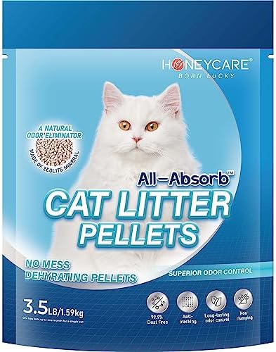 Honey Care All-Absorb Cat Litter Pellets, Zeolite, Long-Lasting Odor Control Non-climping Litter, 3.5 Lbs Pack