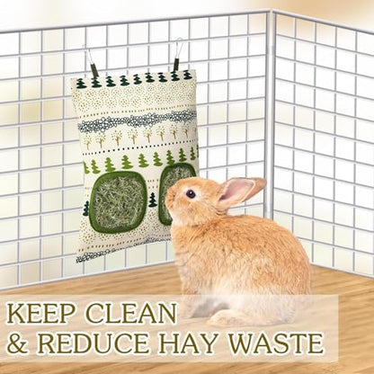 UPINS 3Pack Guinea Pig Hay Feeder Bag,Bunny Rabbit Cage Bag Hanging Holder