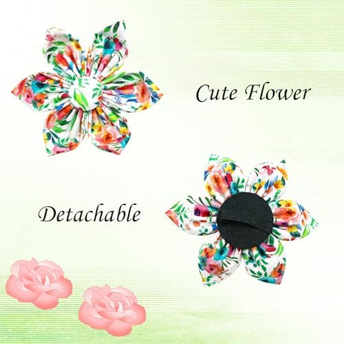 Dog Collar Cute Flowers Print Pet Collar Soft Collar with Flower Adjustable Metal Buckle Collars Gift for X-Large Dogs