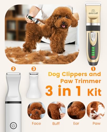 oneisall Dog Clippers and Paw Trimmer Kit for Small Large Dogs Cats