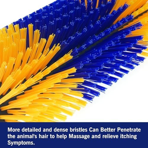 Livestock Scratching Brush Goat Scratcher Brush Full Massage Grooming Tool with 4 Screws for Cow,Cattle,Cow,Sheep, Horses,Pigs