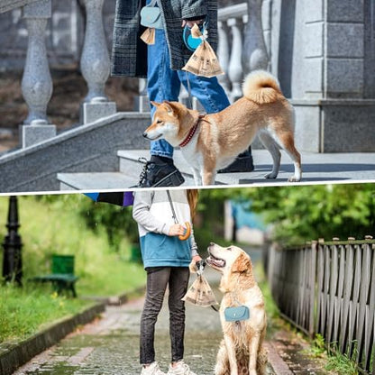 Affrolling 5 Pcs Leather Dog Poop Bag Holder Christmas Include 45 Scented Poop Bags Dispenser Cute for Travel Walking Dog Park and Outdoor Use(Sky Blue)
