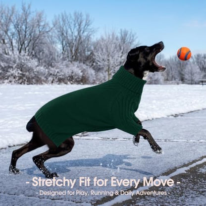 Turtleneck Dog Sweater, Thermal Knitted Sweater for Small Dogs (Green,M)