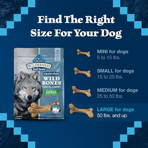 Blue Buffalo Wilderness Large Dog Dental Chews, Grain-Free, 10 oz