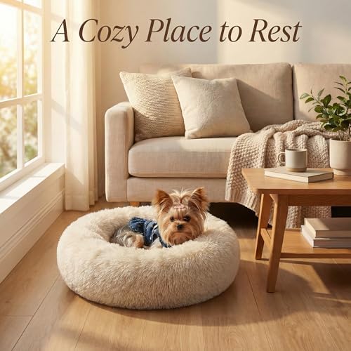 Calming Donut Small Dog Bed for Chihuahua Yorkie Maltese Shih Tzu