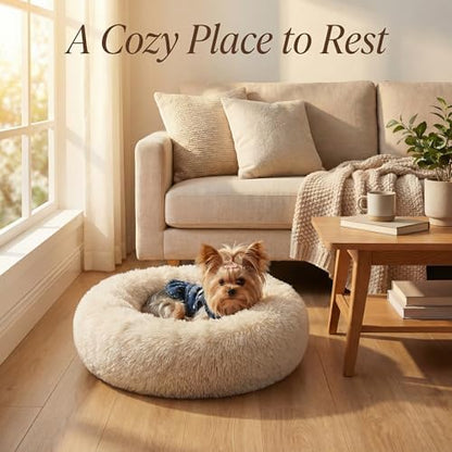 Calming Donut Small Dog Bed for Chihuahua Yorkie Maltese Shih Tzu