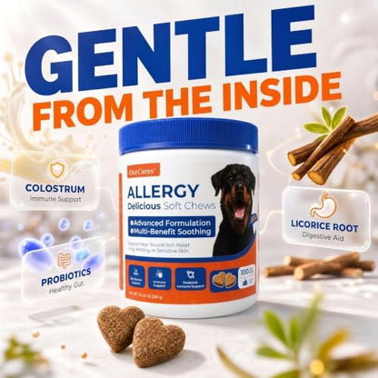 Dog Allergy Chews Anti-Itch Skin & Coat Probiotics 100 Chews