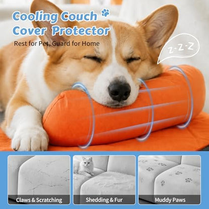 Cooling Dog Bed Mats with Neck & Head Support, 35.43 x31.5 inch Orange