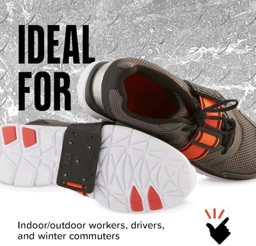 K1 Mid-Sole Ice Cleats - Rotatable Traction Aids For Flat Shoes - Indoor/Outdoor, Climbing, Driving - Slim Profile - Orange