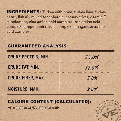 Vital Essentials Freeze Dried Dog Food, Turkey Mini Nibs, 5.5 oz Bag