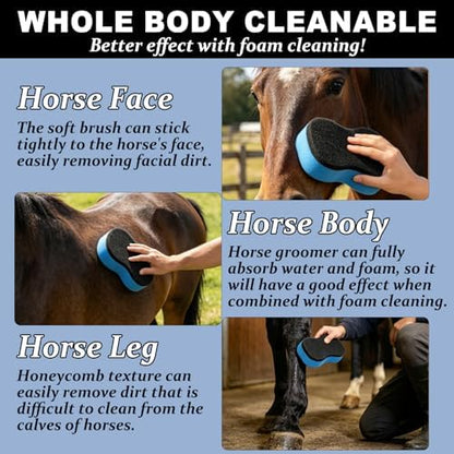 2-in-1 Horse Groomer Sponge Scrubber, Deep Cleaning Scrubber
