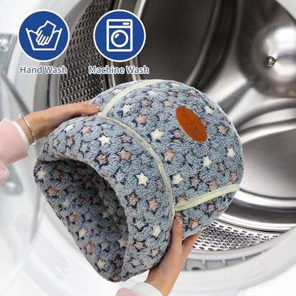 YUEPET Guinea Pig Bed, Warm Fleece Slipper Cuddle Cave, Grey Star