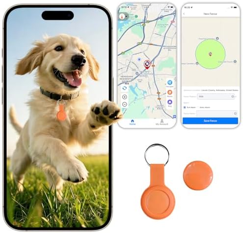 Dog Tracker, GPS Tracker for Dogs with Real-Time Location, No Monthly Fee, No SIM, IP68 Waterproof Ultra-Slim Lightweight with Holder, 365-Day Battery,for Android and iOS