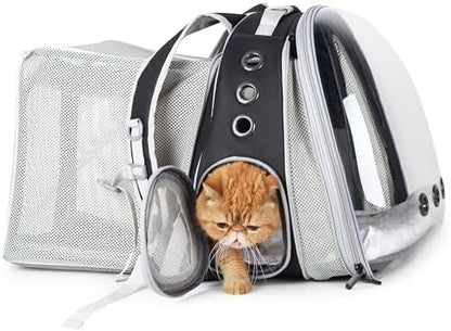 Lollimeow Expandable Cat Backpack Carrier for Large Cats & Small Dogs - Airline Approved Pet Bubble Backpack with Dual-Side Expansion, Perfect for Travel, Hiking & Outdoor Adventures, Up to 16lbs