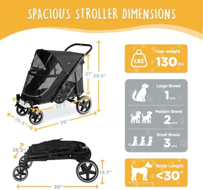 CANINE CANYON All-Terrain Pet Stroller for Large & Medium Dogs