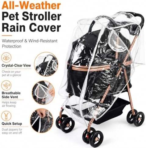 Clear Pet Stroller Rain Cover Waterproof Rain Cover for Stroller EVA Pet Travel Weather Shiel Breathable Covers for Most Single Strollers