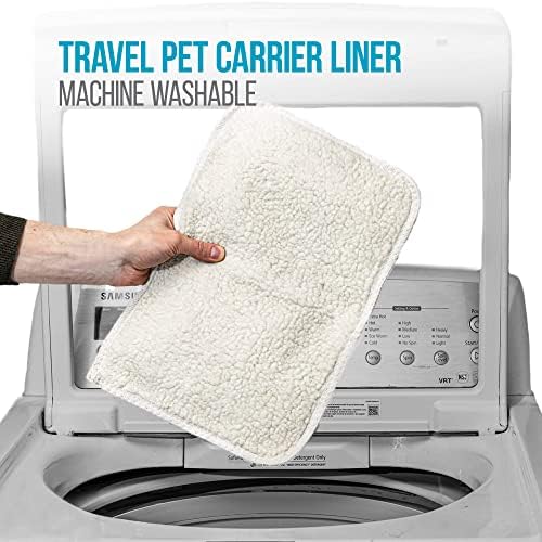 Sherpa Replacement Liners for Travel Pet Carriers - Soft Absorbent Cat & Dog Kennel Pad with Waterproof Backing, Machine Washable Crate Pads, 19x12.25in - 2 Pack, White, Large