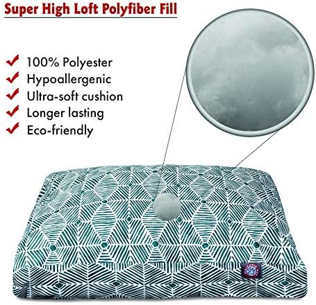 Majestic Pet Rectangular Dog Bed, Large, 44x36x5 in, Washable, Emerald