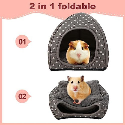 Cozy Guinea Pig Hideout Bed Soft Fleece Material Removable Cushion Washable and Dryer Friendly Perfect Cage Accessories for Rabbits Hamsters Hedgehogs