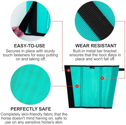 Horse Fly Boots, Breathable Mesh Protection Set of 4, Comfortable Horse Leggings, Breathable Mesh Design, Equine Supplies for Reduce Stomping, Hoof Damage & Leg Fatigue (Green, Large)