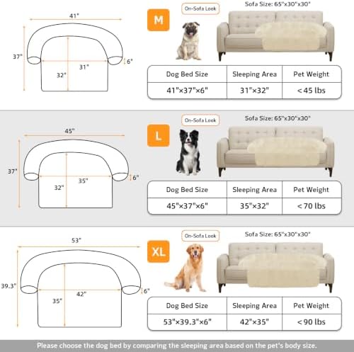 Calming Dog Bed Fluffy Plush Dog Mat for Furniture Protector with Removable Washable Cover for Large Medium Small Dogs and Cats (Large, Beige)