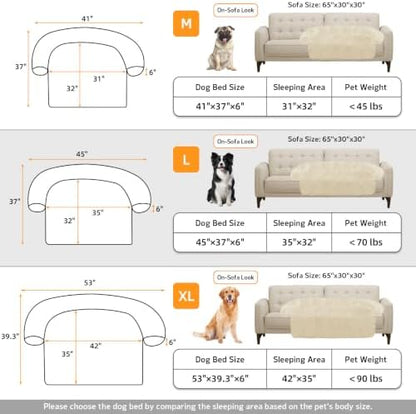 Calming Dog Bed Fluffy Plush Dog Mat for Furniture Protector with Removable Washable Cover for Large Medium Small Dogs and Cats (Large, Beige)