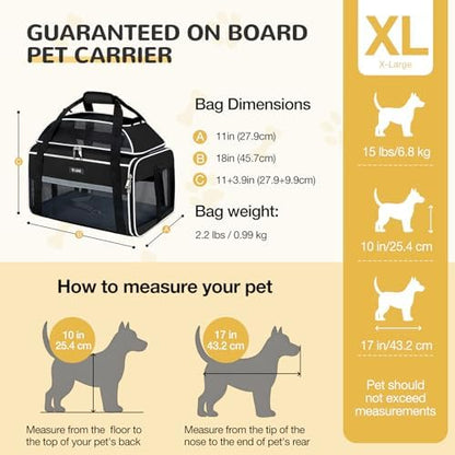 Lekereise Top-Expandable Pet Carrier 18x11x11Inch Delta American United Airline Approved Soft Sided Underseat to 15lbs Travel Carriers for Small Dogs Cats with Locking Safety Zippers Anti-Scratch Mesh
