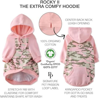 Pet Passion Rocky II Dog Hoodie, Pink Half Camo, XX-Large