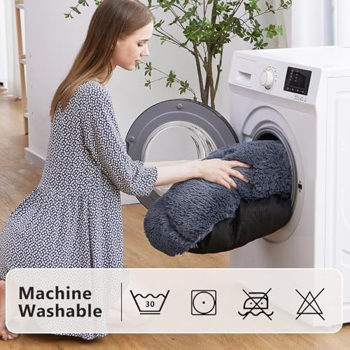 MIXJOY Orthopedic Dog Bed Comfortable Donut Cuddler Round Pet Beds Ultra Soft Washable Dog and Cat Cushion Bed (36'', Dark Gray)