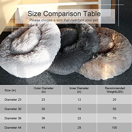 Calming Dog Beds Small Sized Dog Donut Washable Bed 23inchs, Dgrey