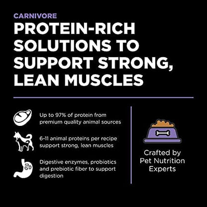 Go! Solutions Carnivore Chicken, Turkey + Duck Grain-Free Dry Senior Dog Food, Our Highest-Protein Kibble Made with Real Meat & Fish, Pumpkin & Probiotics for Good Digestion, 12 lb Bag