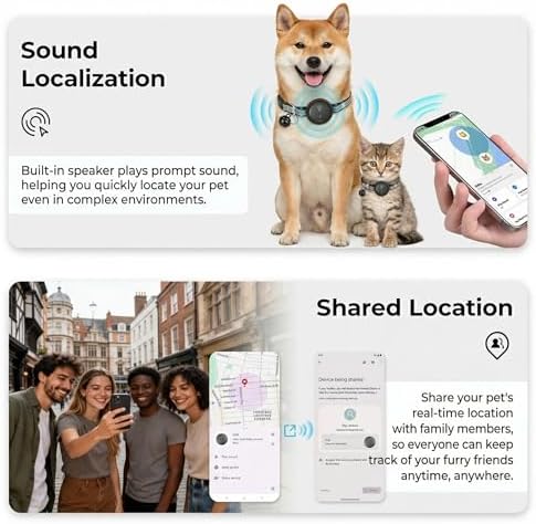 GPS Pet Tracker for Dogs & Cats, Smart Collar with Real-Time Location