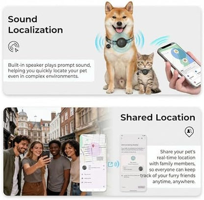 GPS Pet Tracker for Dogs & Cats, Smart Collar with Real-Time Location
