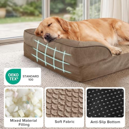 INVENHO Jumbo Orthopedic Dog Bed for Extra Large Dogs, Waterproof, Egg-Crate Foam Dog Couch Bed with Washable Removable Cover, Waterproof Lining and Nonskid Bottom
