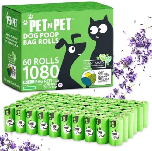 Pet N Pet Doggie Poop Bags, 1080 Count, Lavender Scented Waste Roll Refills