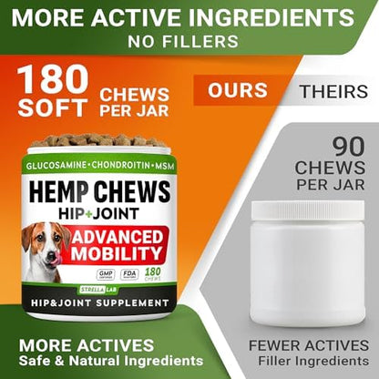 STRELLALAB Advanced Joint Hemp Chews for Dogs Mobility - Joint Supplement