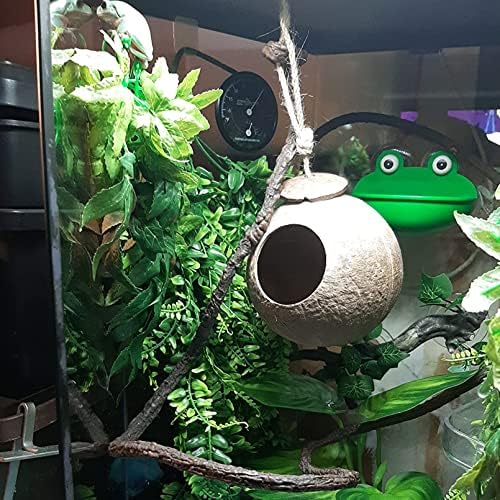 Crested Gecko Coconut Hide Natural Lizard Coco Hut Reptile Hanging Nest Flexible Vine Habitat Decoration Bearded Dragon Terrarium Accessories for Chameleon Tree Frog Snake Hermit Crab