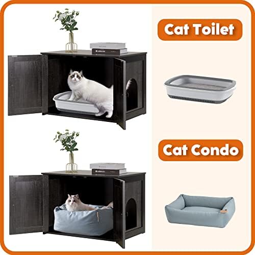 DWANTON Cat Litter Box Enclosure, Hidden Litter Box Furniture, 27.6 Inches