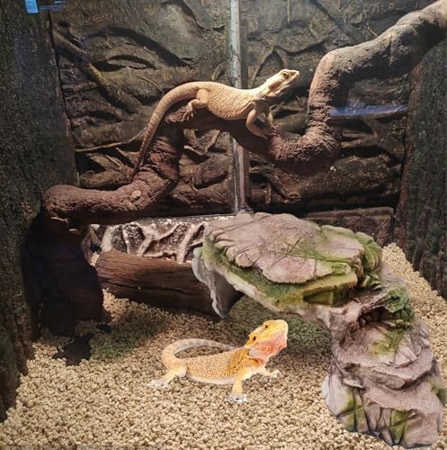 kathson Turtle Basking Platform Resin Bearded Dragon Hides and Caves with Ramp Reptile Resting Terrace Turtle Tank Decorations for Frogs,Tortoise,Lizard,Leopard,Crested Gecko