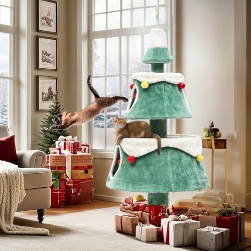DWVO 63" Christmas Cat Tree with 2-Storey House